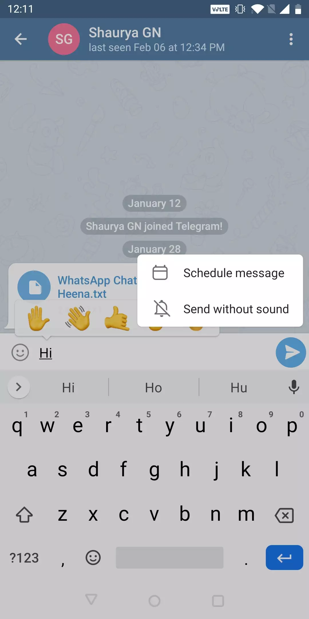 گزینه برنامه ریزی یک پیام (schedule a message) تلگرام