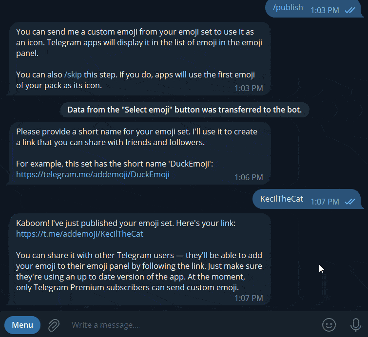 ساخت ایموجی‌های سفارشی در تلگرام