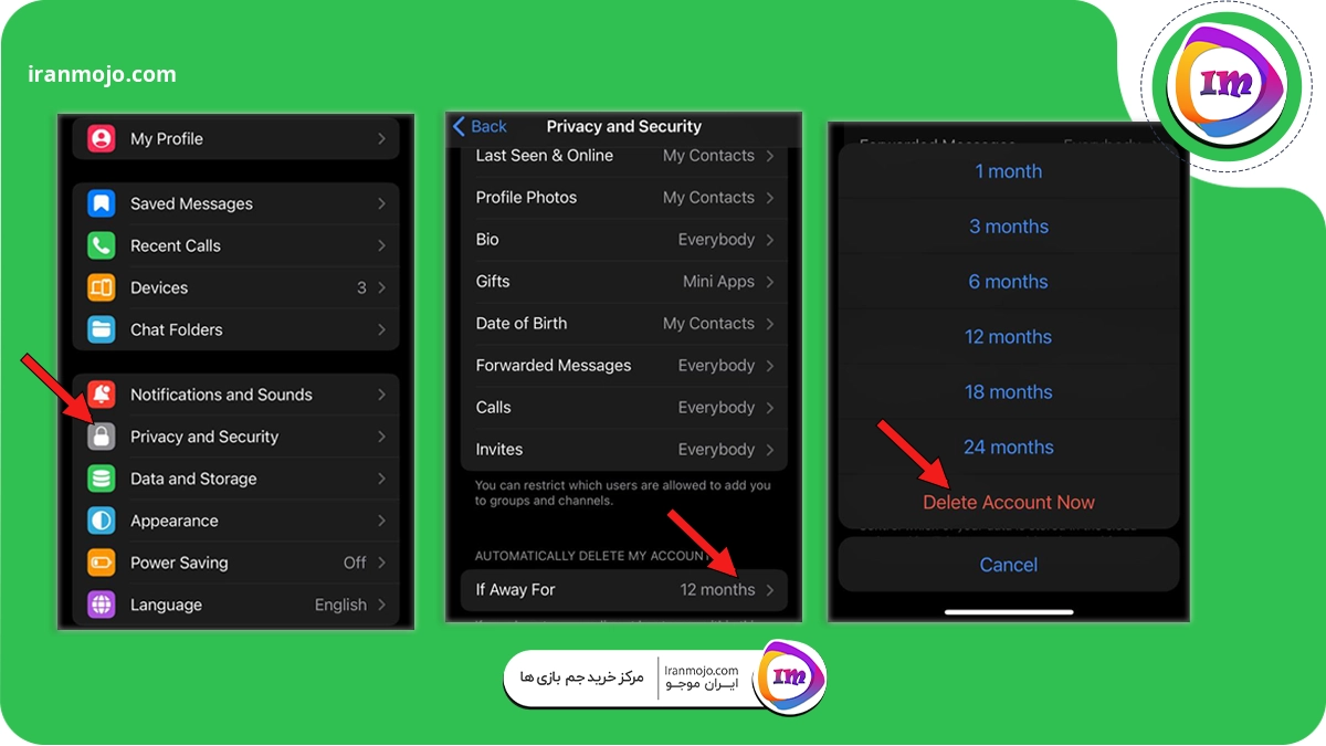 خروج از اکانت تلگرام در ایفون