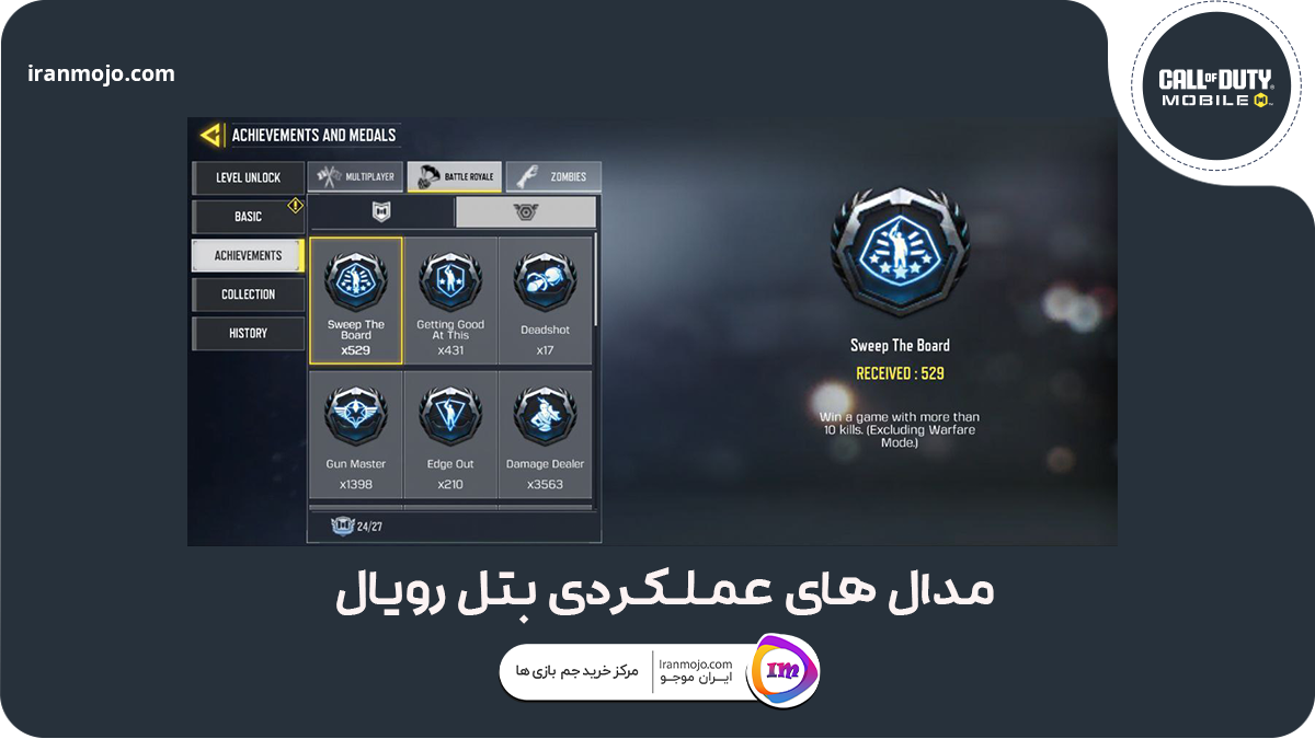 مدال های عملکردی بتل رویال