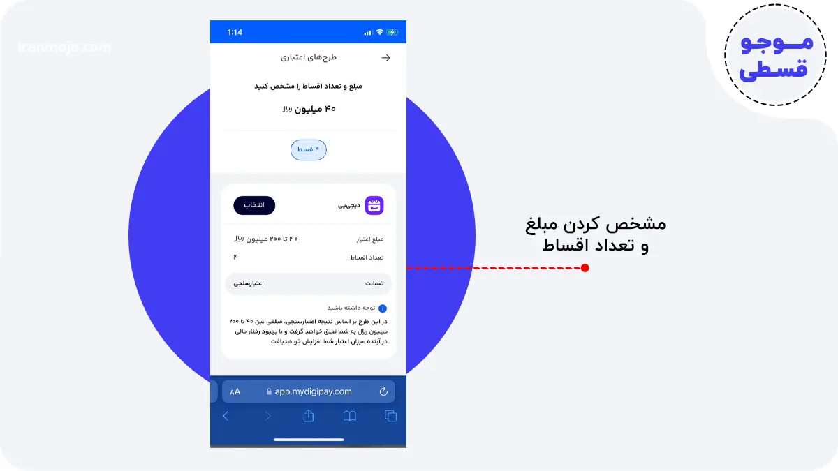 مشخص کردن مبلغ