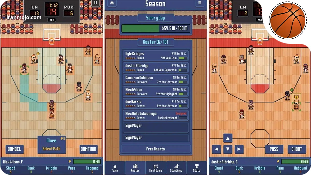 بهترین بازی های بسکتبال برای موبایل که باید تجربه کنید! بازی Hoop League Tactics - بسکتبال نوبتی