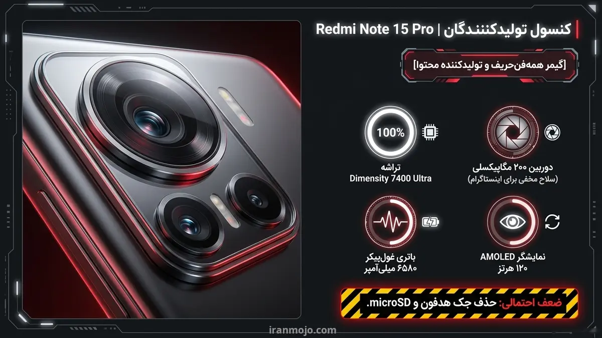 گوشی Redmi Note 15 Pro - تعادل قدرت، دوربین و گیمینگ